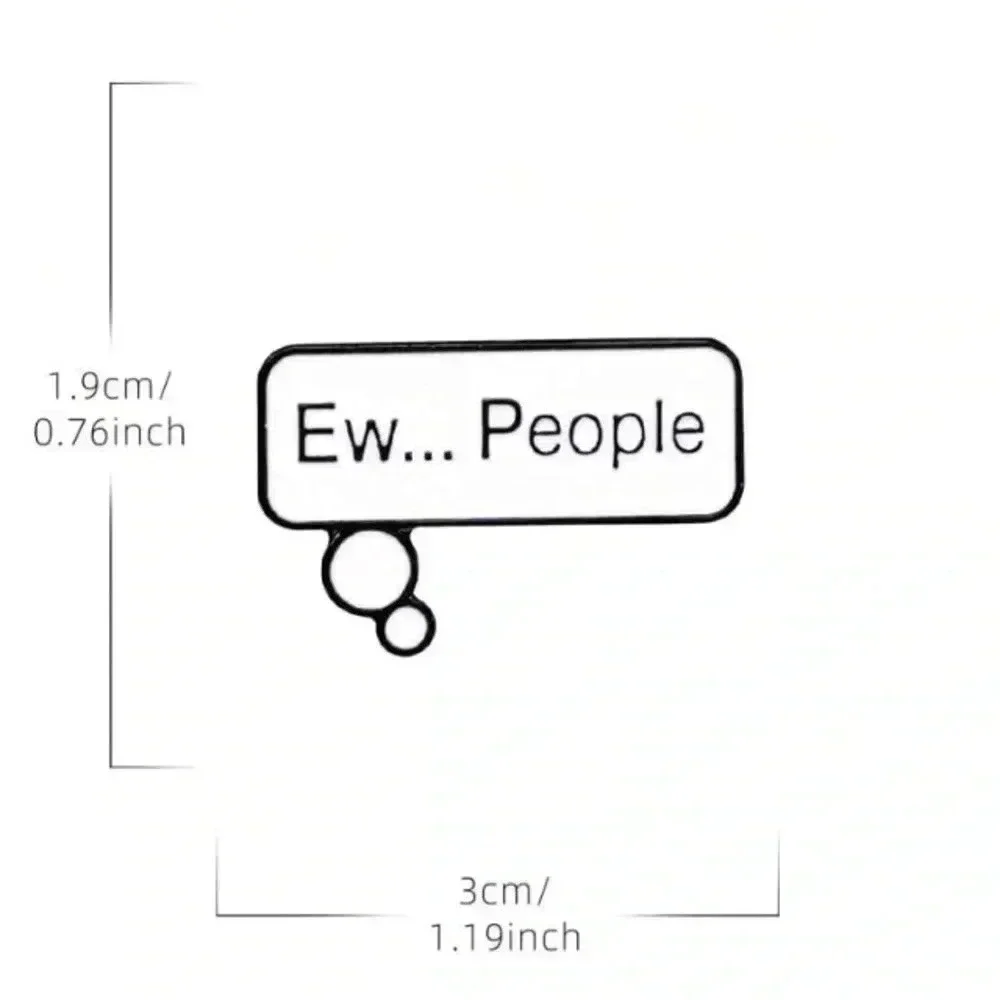 Black white speech text bubble with ew… people enamel pin bag clothes denim hat